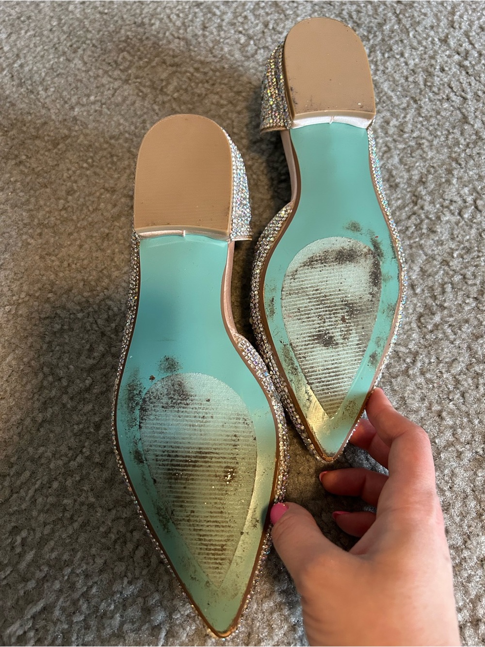 Betsey Johnson Iridescent Crystal Embellished Pointed Flat - Multicolor (Size 8) - Picture 7 of 7